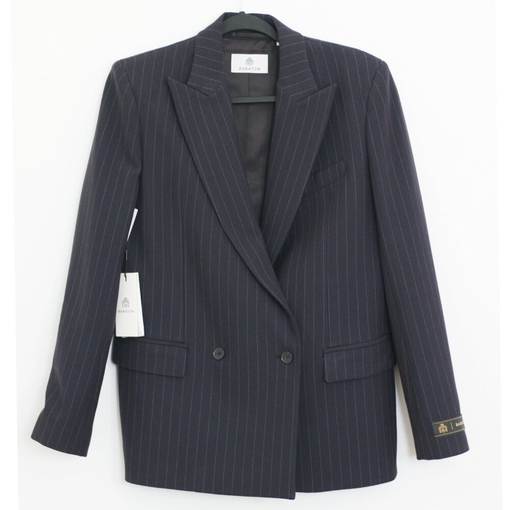 NWT ARITZIA Babaton Millions Blazer "VNTG BLK/ CL GR PNSTP" Size XS - Picture 2 of 7